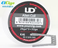 Готовая спираль UD Alien Coil (KA1 26GA x 3 + 32GA, ID2.5 x 0.15ohm)